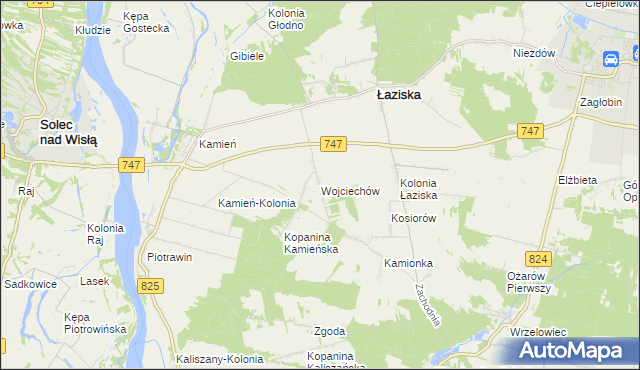 mapa Wojciechów gmina Łaziska, Wojciechów gmina Łaziska na mapie Targeo