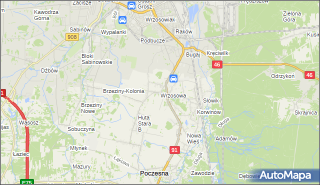 mapa Wrzosowa, Wrzosowa na mapie Targeo