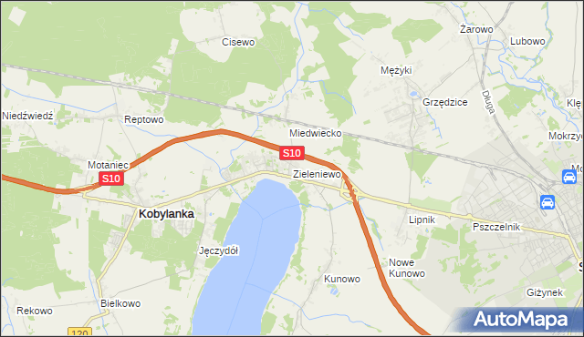 mapa Zieleniewo gmina Kobylanka, Zieleniewo gmina Kobylanka na mapie Targeo