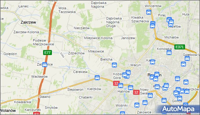 mapa Bielicha, Bielicha na mapie Targeo