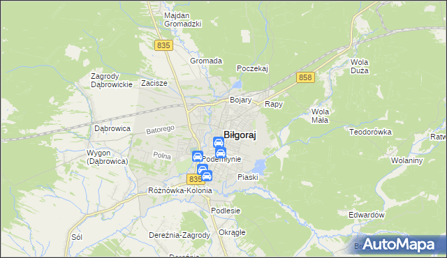 mapa Biłgoraj, Biłgoraj na mapie Targeo