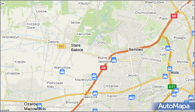 mapa Blizne Jasińskiego, Blizne Jasińskiego na mapie Targeo