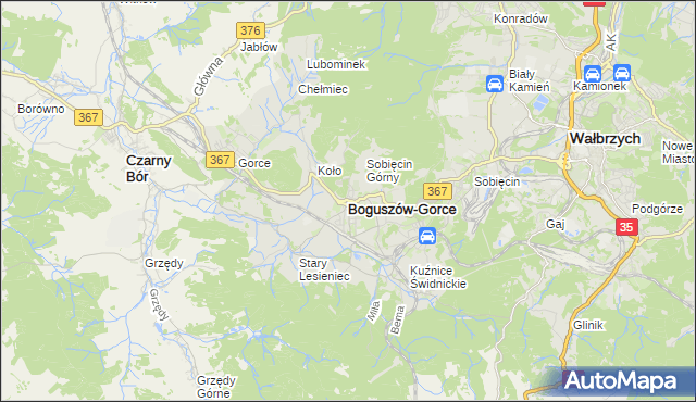 mapa Boguszów-Gorce, Boguszów-Gorce na mapie Targeo