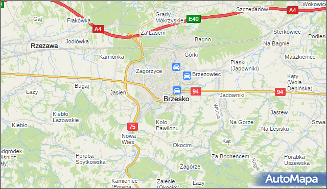 mapa Brzesko, Brzesko na mapie Targeo