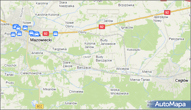 mapa Budy Barcząckie, Budy Barcząckie na mapie Targeo