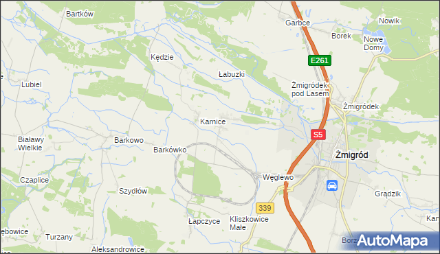 mapa Bychowo gmina Żmigród, Bychowo gmina Żmigród na mapie Targeo