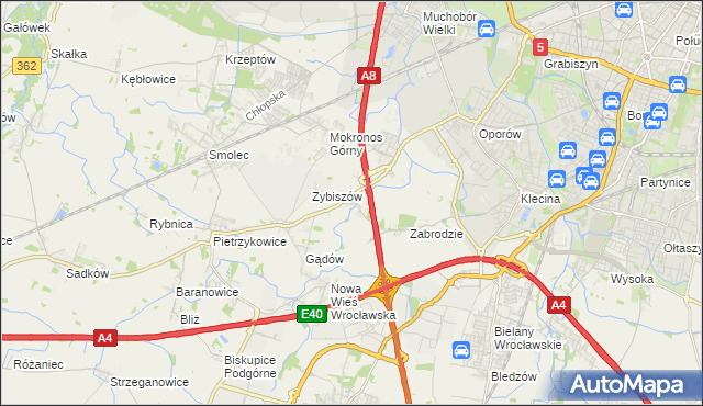 mapa Cesarzowice gmina Kąty Wrocławskie, Cesarzowice gmina Kąty Wrocławskie na mapie Targeo