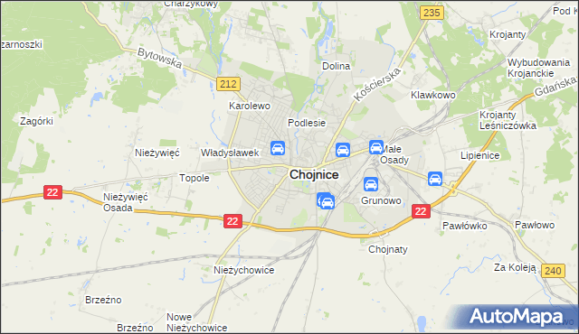 mapa Chojnic, Chojnice na mapie Targeo