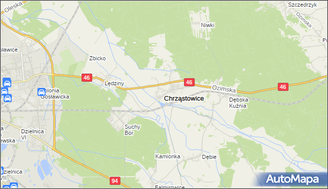 mapa Chrząstowice powiat opolski, Chrząstowice powiat opolski na mapie Targeo