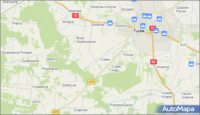 mapa Cisew, Cisew na mapie Targeo