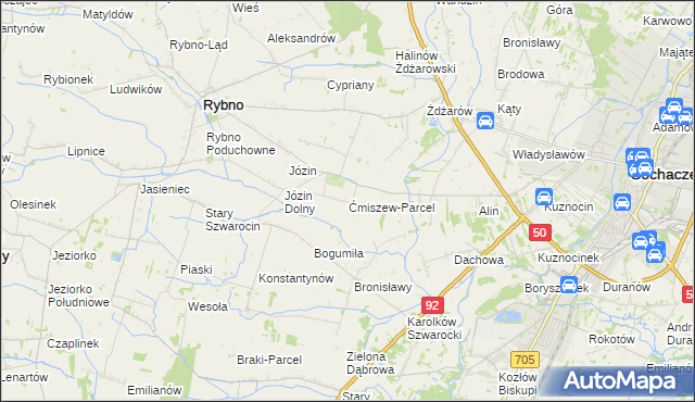 mapa Ćmiszew-Parcel, Ćmiszew-Parcel na mapie Targeo