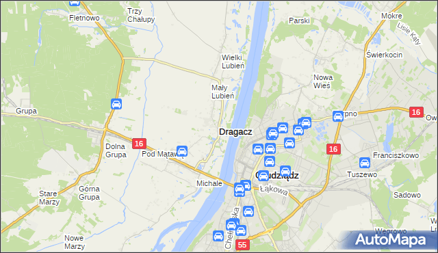 mapa Dragacz, Dragacz na mapie Targeo
