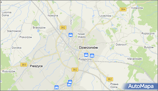 mapa Dzierżoniów, Dzierżoniów na mapie Targeo