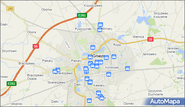 mapa Gniezna, Gniezno na mapie Targeo