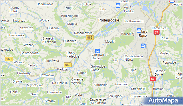 mapa Gołkowice Dolne, Gołkowice Dolne na mapie Targeo