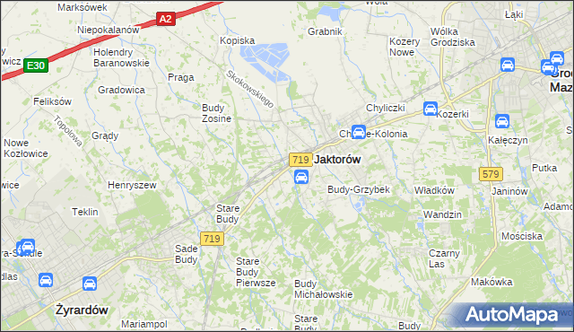 mapa Jaktorów-Kolonia, Jaktorów-Kolonia na mapie Targeo