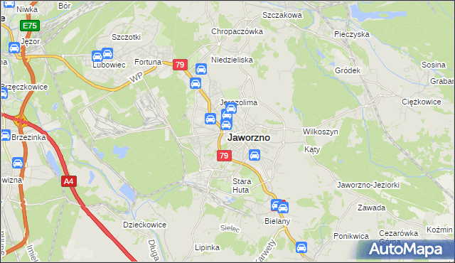 mapa Jaworzno, Jaworzno na mapie Targeo