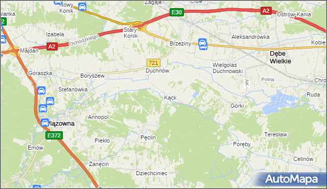 mapa Kąck, Kąck na mapie Targeo