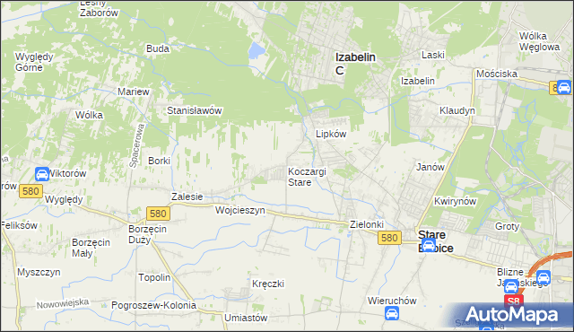 mapa Koczargi Stare, Koczargi Stare na mapie Targeo