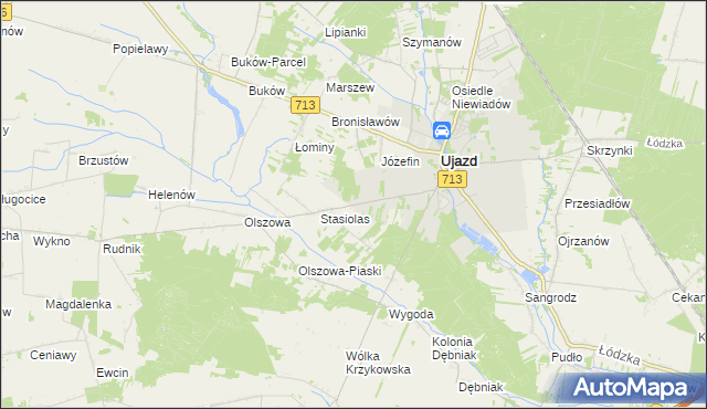mapa Kolonia Ujazd, Kolonia Ujazd na mapie Targeo