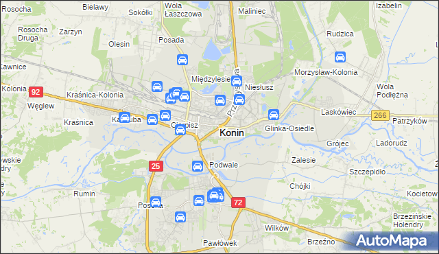 mapa Konina, Konin na mapie Targeo