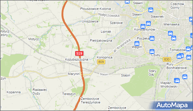 mapa Konopnica powiat lubelski, Konopnica powiat lubelski na mapie Targeo