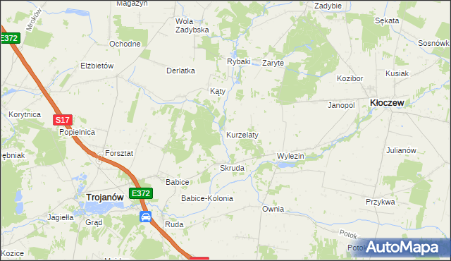 mapa Kurzelaty, Kurzelaty na mapie Targeo