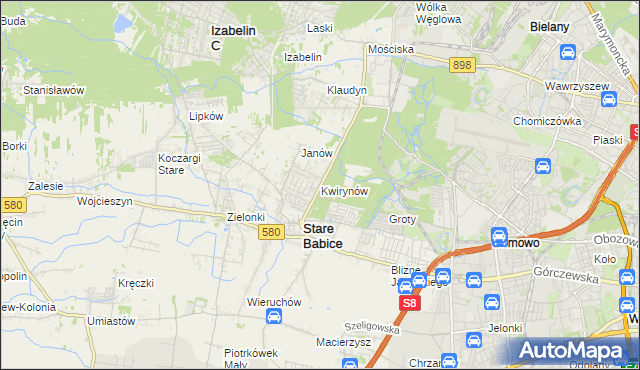 mapa Kwirynów gmina Stare Babice, Kwirynów gmina Stare Babice na mapie Targeo