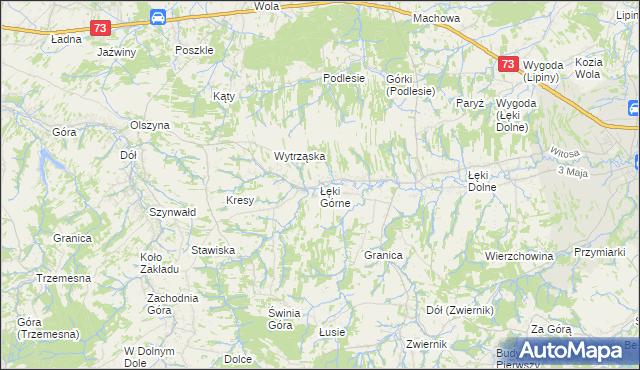 mapa Łęki Górne gmina Pilzno, Łęki Górne gmina Pilzno na mapie Targeo