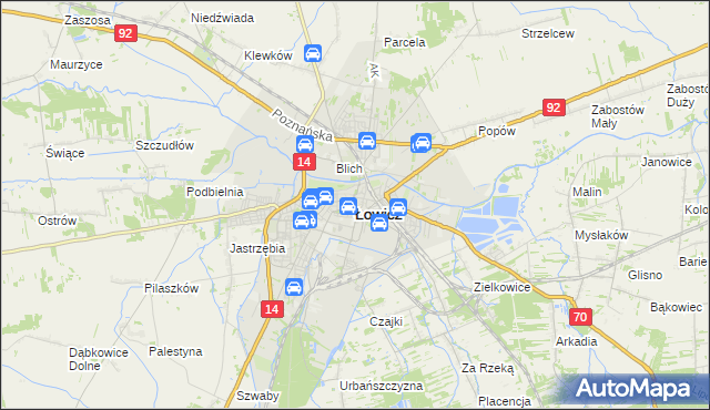 mapa Łowicza, Łowicz na mapie Targeo