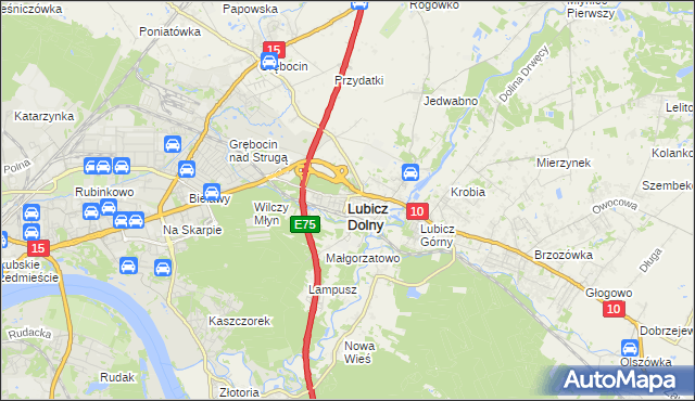 mapa Lubicz Dolny, Lubicz Dolny na mapie Targeo