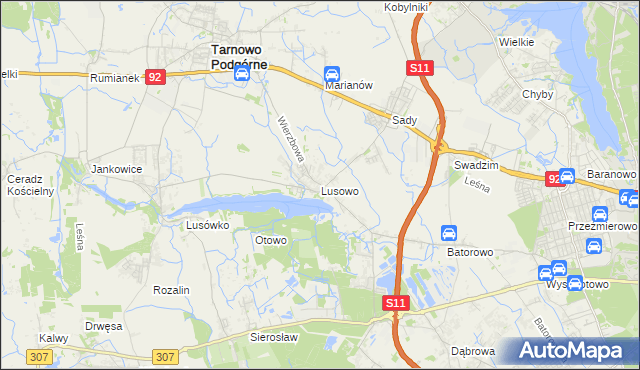 mapa Lusowo, Lusowo na mapie Targeo