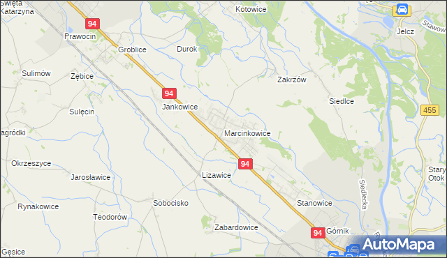 mapa Marcinkowice gmina Oława, Marcinkowice gmina Oława na mapie Targeo