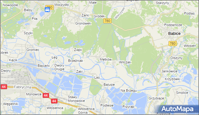 mapa Mętków, Mętków na mapie Targeo