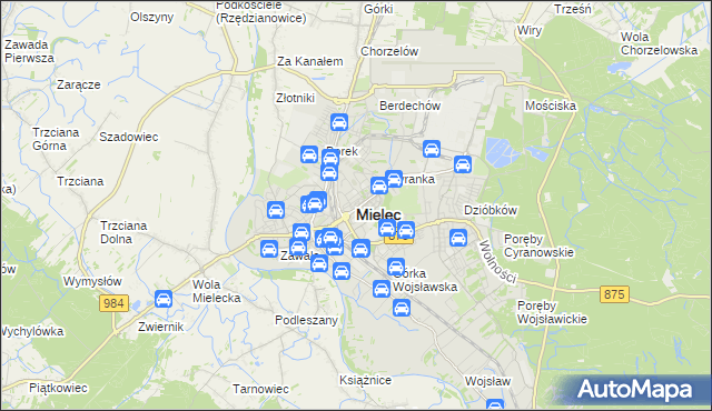 mapa Mielca, Mielec na mapie Targeo