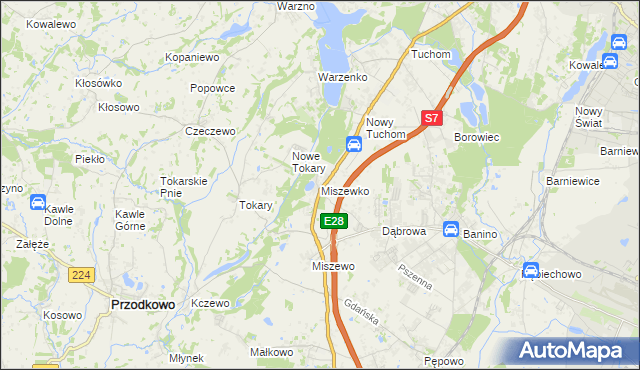 mapa Miszewko gmina Żukowo, Miszewko gmina Żukowo na mapie Targeo