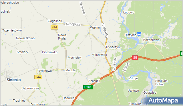 mapa Morzewiec, Morzewiec na mapie Targeo