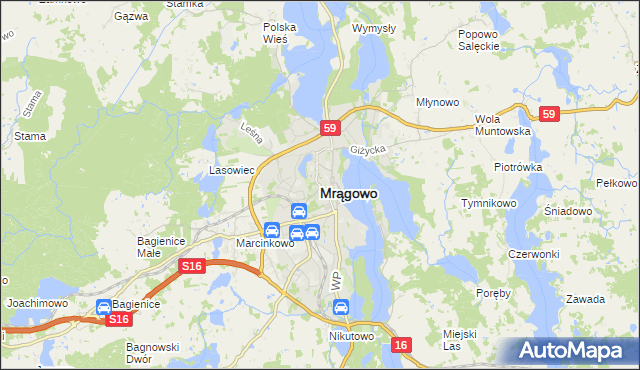 mapa Mrągowo, Mrągowo na mapie Targeo