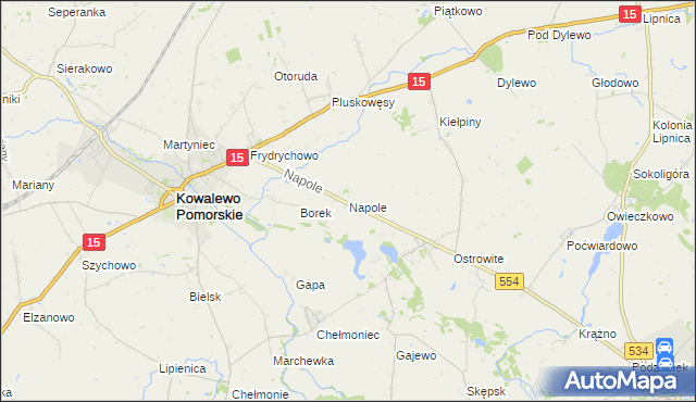 mapa Napole gmina Kowalewo Pomorskie, Napole gmina Kowalewo Pomorskie na mapie Targeo