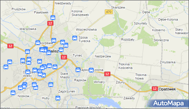 mapa Nędzerzew gmina Opatówek, Nędzerzew gmina Opatówek na mapie Targeo