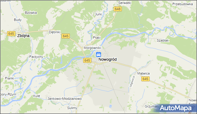 mapa Nowogród powiat łomżyński, Nowogród powiat łomżyński na mapie Targeo