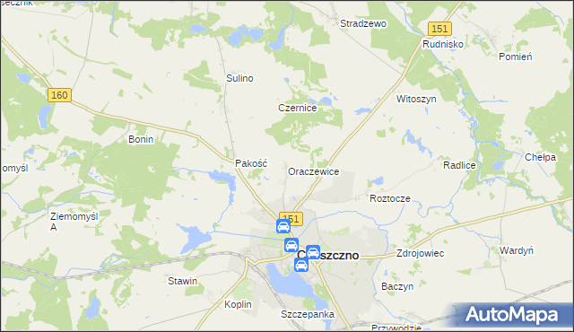 mapa Oraczewice, Oraczewice na mapie Targeo