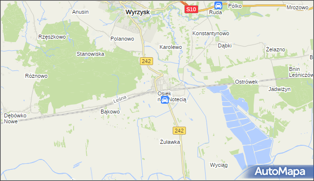 mapa Osiek nad Notecią, Osiek nad Notecią na mapie Targeo