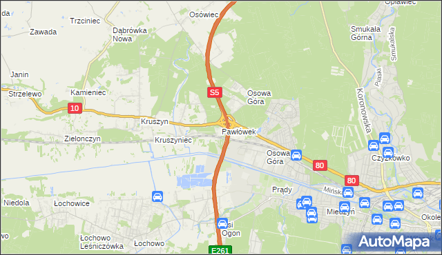mapa Pawłówek gmina Sicienko, Pawłówek gmina Sicienko na mapie Targeo