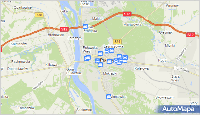 mapa Puław, Puławy na mapie Targeo