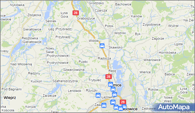 mapa Radocza, Radocza na mapie Targeo