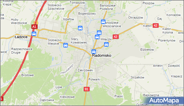 mapa Radomsko, Radomsko na mapie Targeo