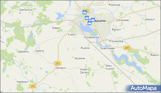 mapa Rudniki gmina Choszczno, Rudniki gmina Choszczno na mapie Targeo