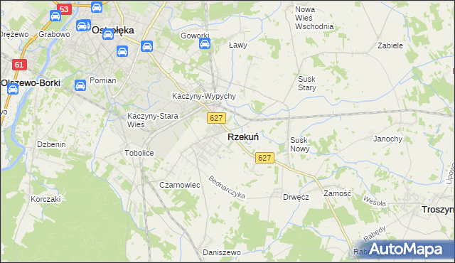 mapa Rzekuń, Rzekuń na mapie Targeo