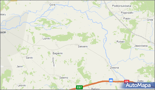 mapa Siekierki gmina Tykocin, Siekierki gmina Tykocin na mapie Targeo